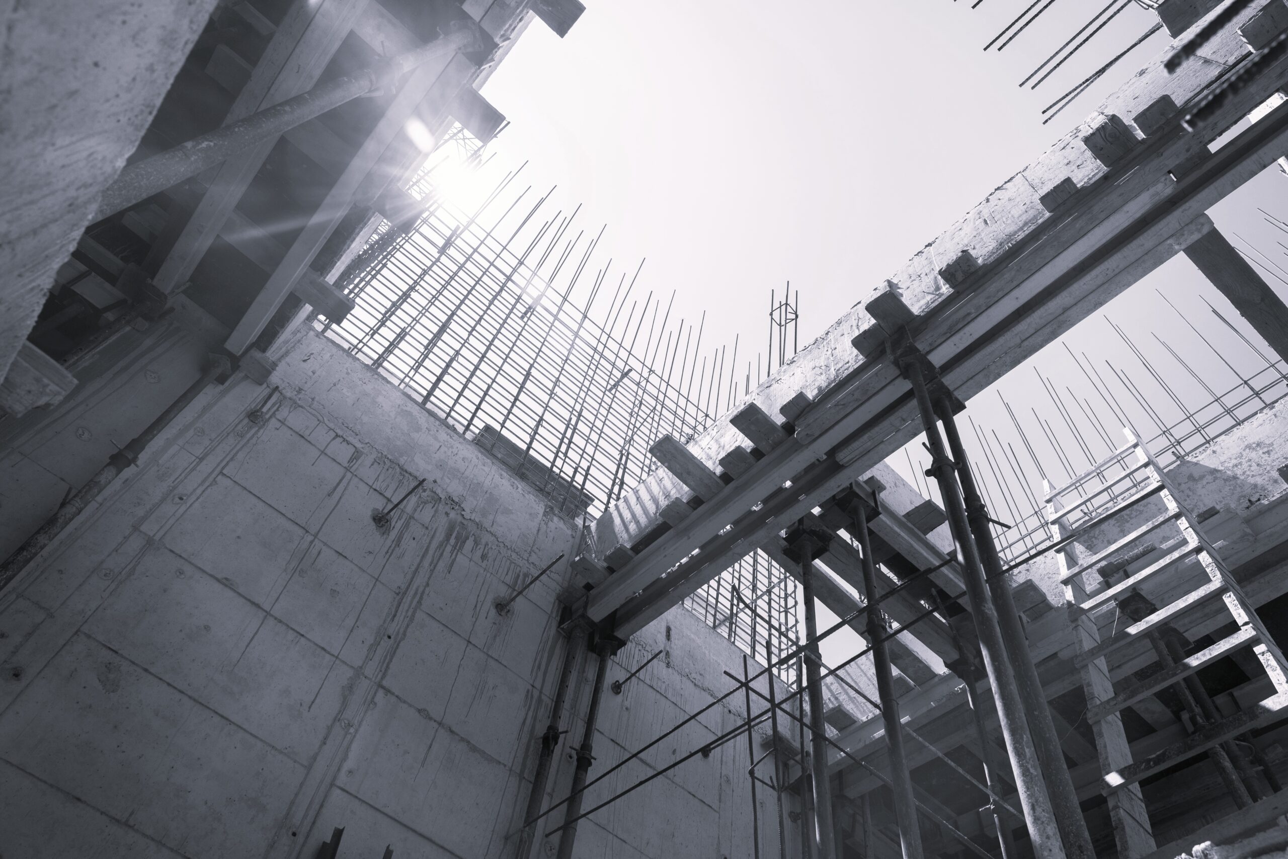 Construction site structure viewed from below